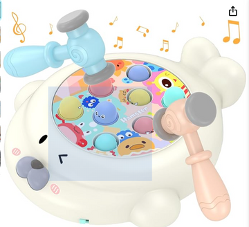 Whack A Mole Game for Toddler - Valentines Day Gifts for Kids Early Educational Interactive Toy with Music and Light, Pounding Toy for Kids Ages 3-8 Years Boys and Girls, 2 Pounding Hammers Included